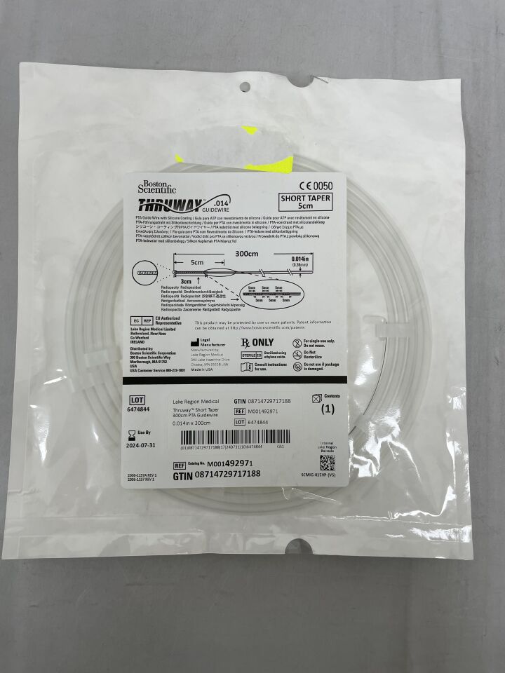 49297 - BOSTON SCIENTIFIC - thruway pta guidewire - short taper - .014" x 300cm, () - ( Expiry Date: 2024-07-31 )