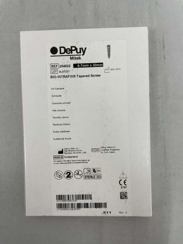 254622 - DEPUY - Biointrafix Bioabsorbable TCP/PLA Tapered Screw, 6 to 7 dia. x 30 mm, (BX/1) - ( Expiry Date: 2024-09-30 )