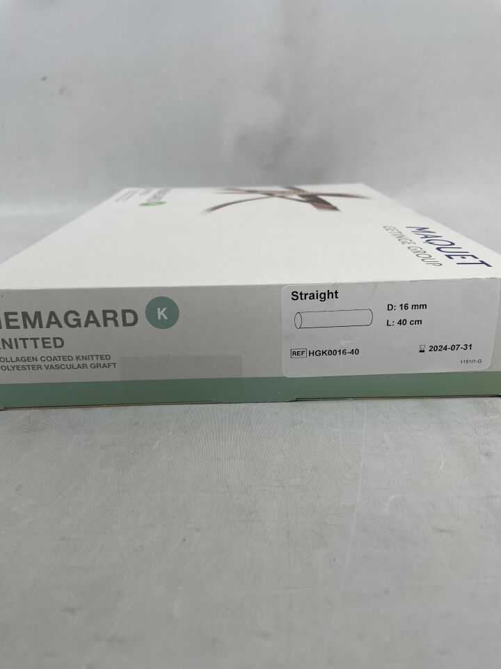 HGK0016-40 - MAQUET - Hemagard Knitted Vascular Graft, Straight 16mm x 40cm, (BX/1) - ( Expiry Date: 2024-07-31 )