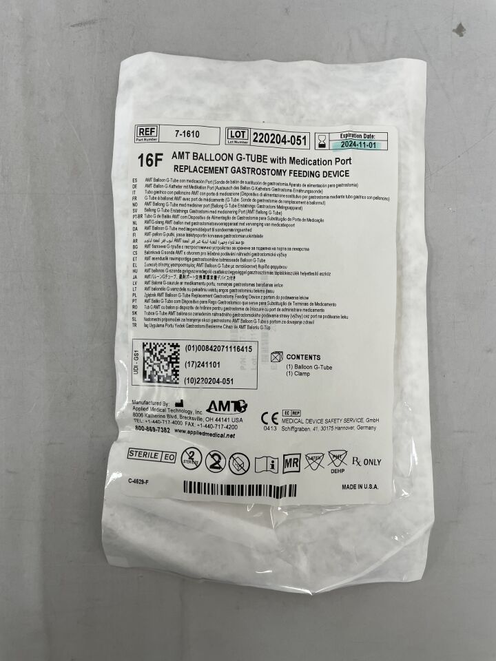 7-1610 - AMT - Balloon Replacement Gastrostomy Tube, 16F, (EA) - ( Expiry Date: 2024-11-01 )