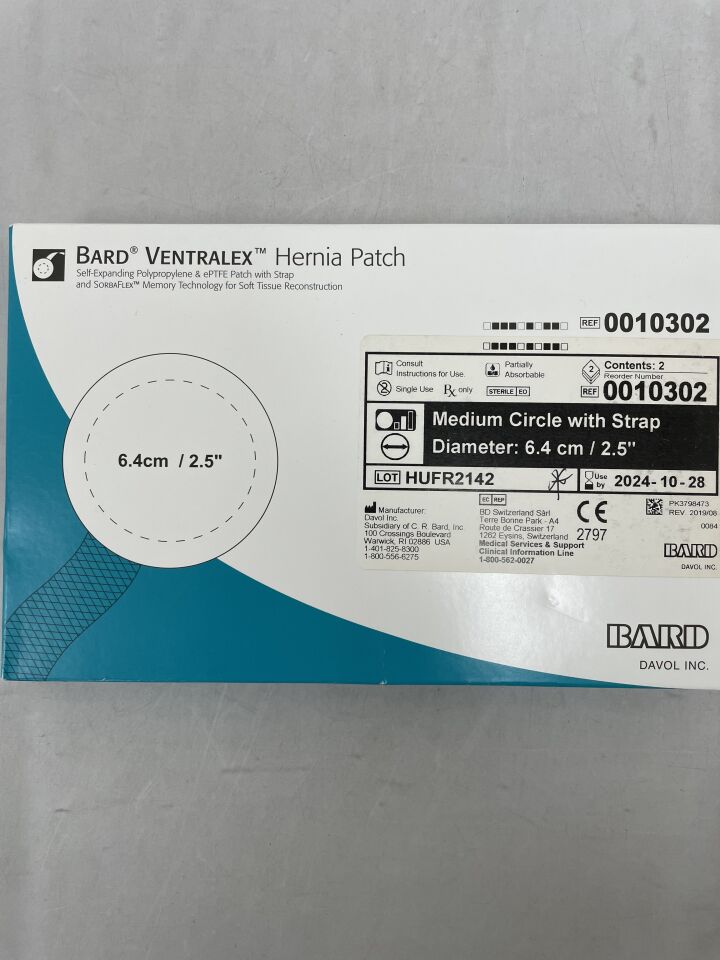 10302 - BARD - Ventralex Hernia Patch, Medium Circle w/Strap 6.4cm, (BX/2) - ( Expiry Date: 2024-10-28 )