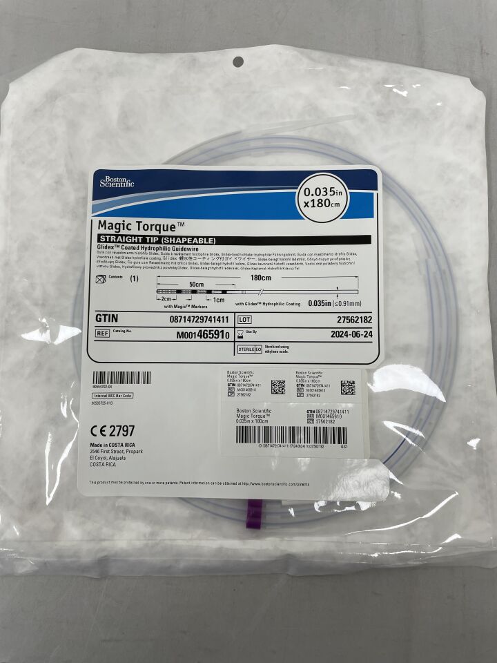 46591 - BOSTON SCIENTIFIC - magic torque glidex coated hydrophilic guidewire, straight tip, 0.035" x 108cm, (EA) - ( Expiry Date: 2024-06-24 )