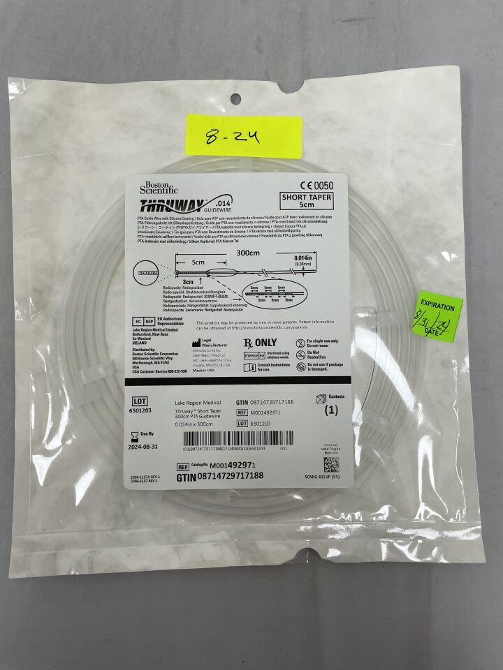 49297 - BOSTON SCIENTIFIC - Thruway PTA Guidewire - Short Taper - .014" x 300cm, () - ( Expiry Date: 2024-08-31 )