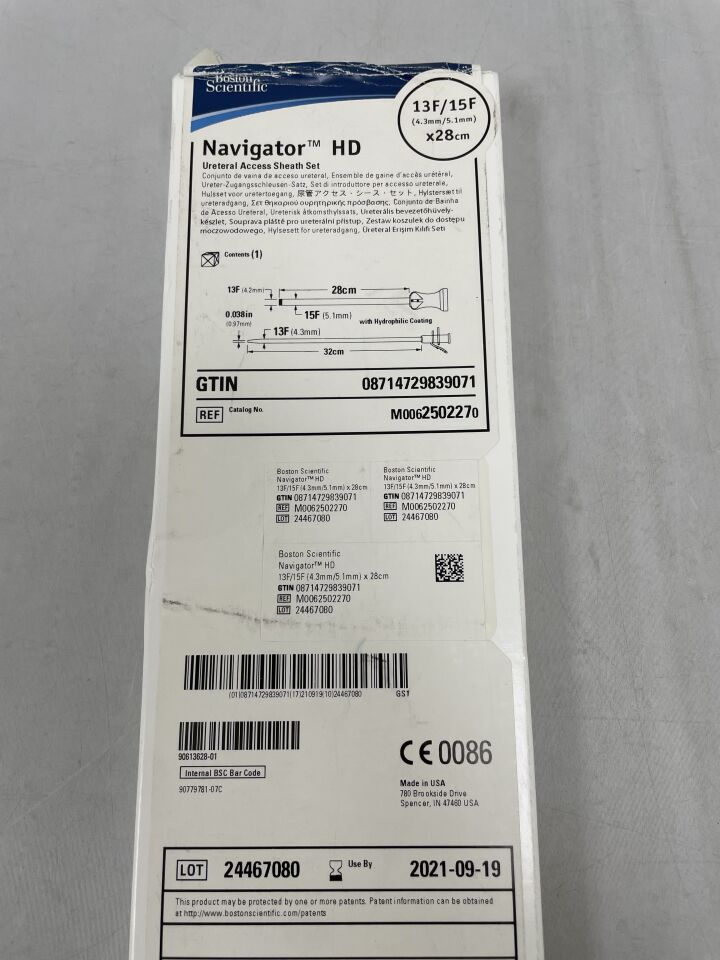 250227 - BOSTON SCIENTIFIC - Navigator HD Ureteral Access Sheath Set, 13F/15F x 28cm, (BX/1) - ( Expiry Date: 2021-09-19 )