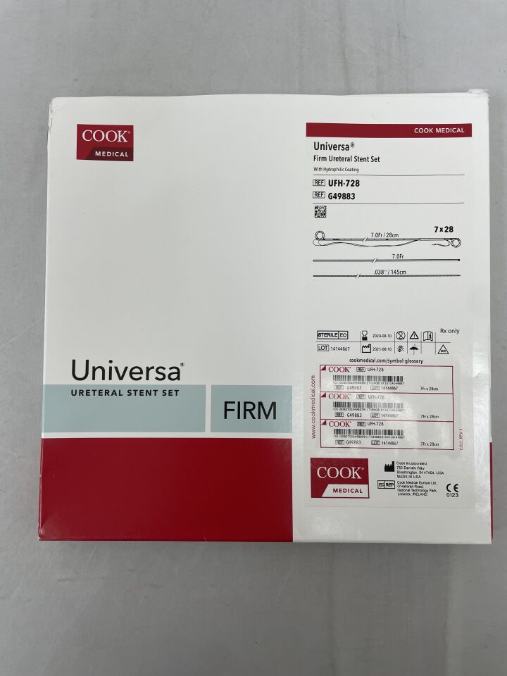 G49883 - COOK - Universa Firm Ureteral Stent Set with Hydrophilic Coating, 7 Fr x 28 cm, (BX/1) - ( Expiry Date: 2024-08-10 )