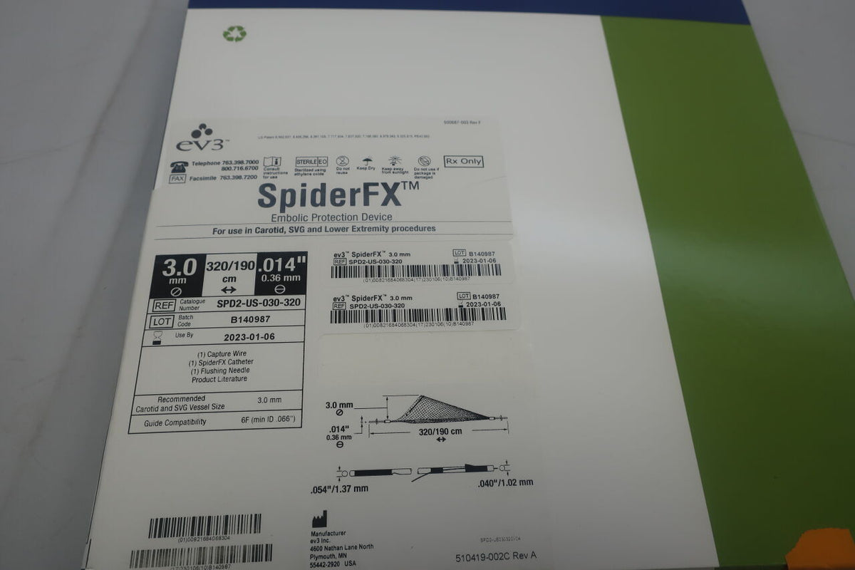 SPD2-US-030-320 - COVIDIEN - SpiderFX Embolic Protection Device, 3 mm Filter Size, 0/14" x 320/190cm, (BX/1)