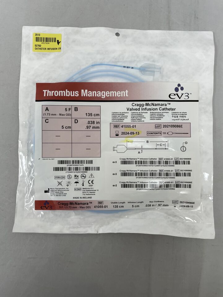 41055-01 - EV3 - Cragg-McNamara Valved Infusion Catheter 5F x 135cm x 5cm, (EA) - ( Expiry Date: 2024-09-13 )