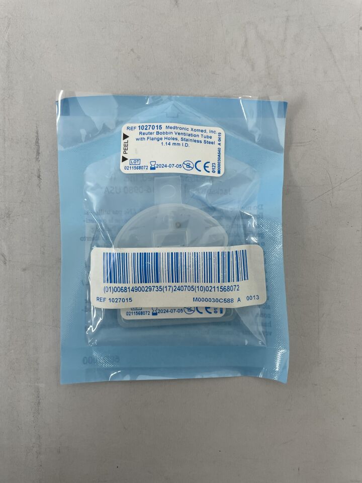 1027015 - MEDTRONIC - Reuter Bobbins SS Ventilation Tube w/Flange Holes 1.14mm, (EA) - ( Expiry Date: 2024-07-05 )