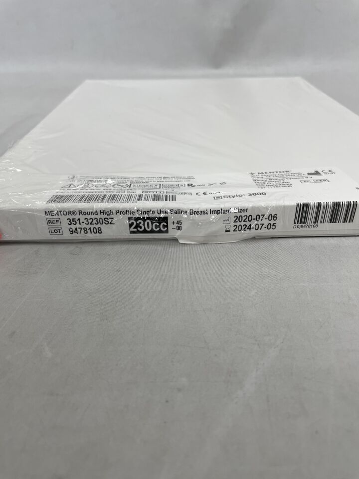 351-3230SZ - MENTOR - round high profile saline breast implant sizer, 230cc, (BX/1) - ( Expiry Date: 2024-07-05 )