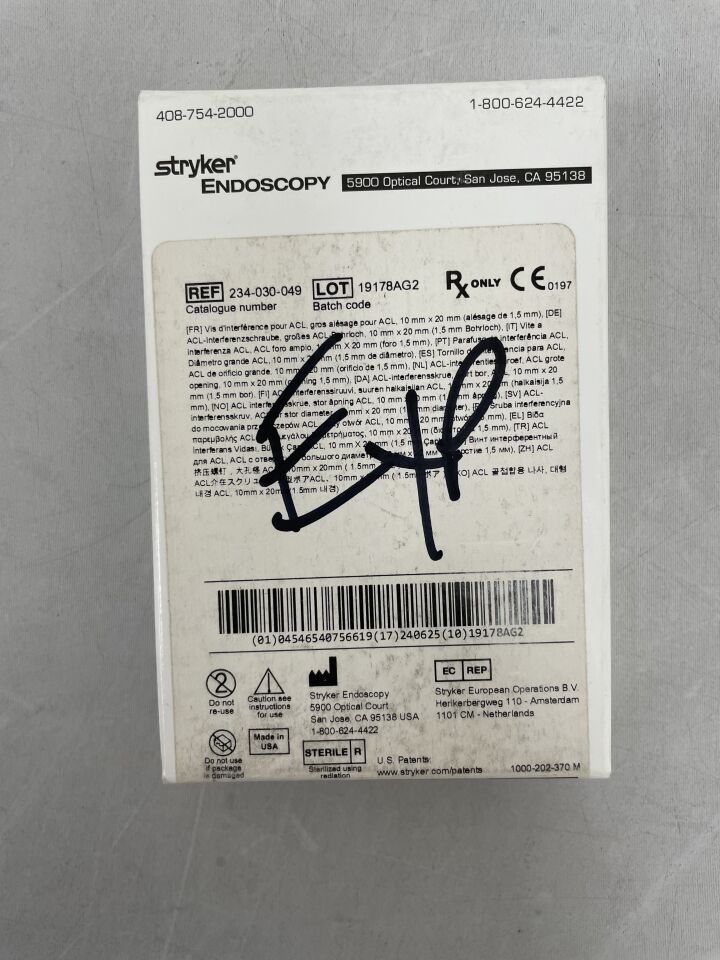 234-030-049 - STRYKER - Large Bore ACL Interference Screw 10mm x 20mm, (BX/1) - ( Expiry Date: 2024-06-25 )