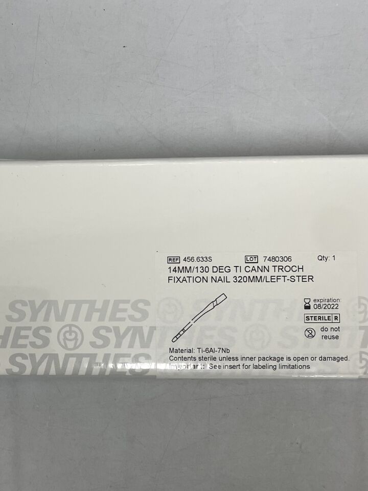 456.633S - SYNTHES - Titanium Alloy Left Cannulated Trochanteric Fixation Nail, 14 x 320mm , (BX/1) - ( Expiry Date: 2022-08-31 )