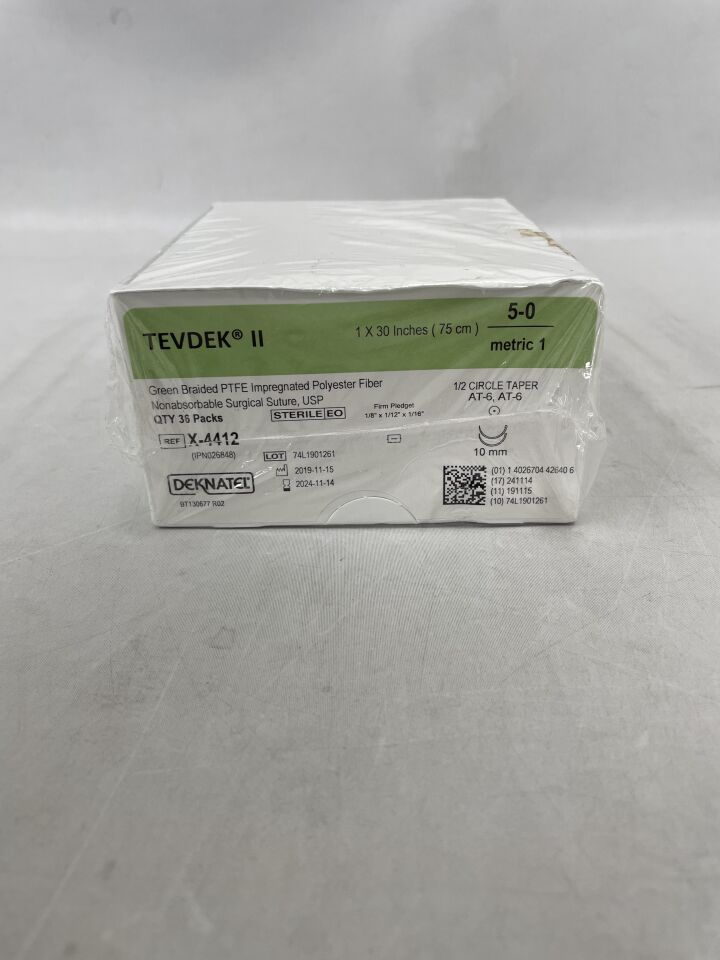 X-4412 - TELEFLEX - tevdek, 5/0, 30", green, at-6, 75c, (BX/36) - ( Expiry Date: 2024-11-14 )