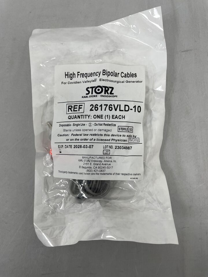 26176VLD-10  -  STORZ  -  High Frequency Bipolar Cable, For Covidien Valleylab  , ( EA )  -  ( Expiry Date : 2028-03-07 )