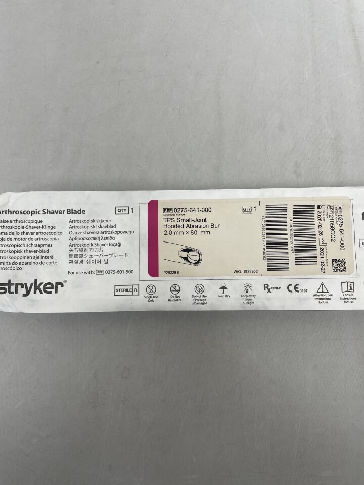 0275-641-000 - STRYKER - Fresa de abrasión con capucha de 2,0 mm, articulación pequeña, (unidad) - (Fecha de caducidad: 26/02/2026)
