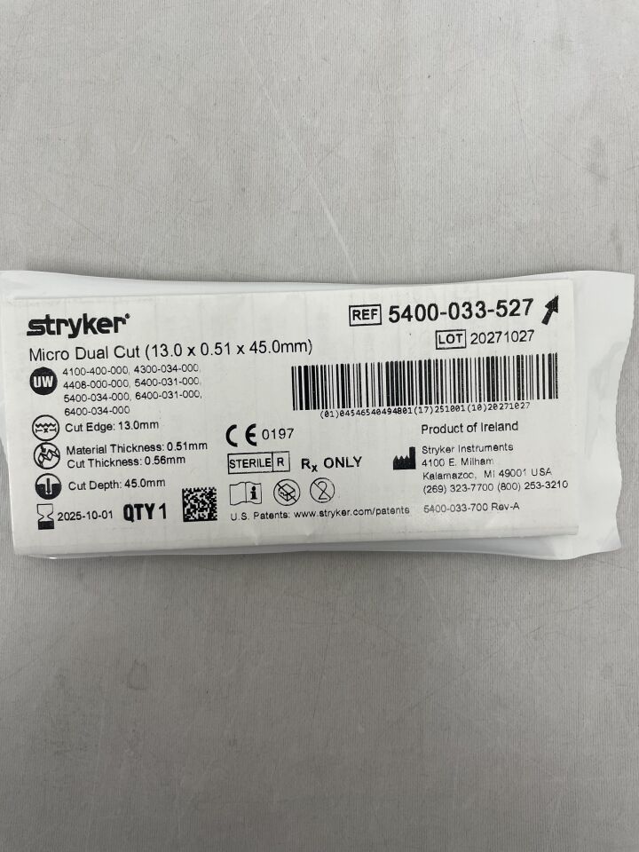 5400-033-527  -  STRYKER  -  MICRO DUAL KIT  , ( EA )  -  ( Expiry Date : 2025-10-01 )