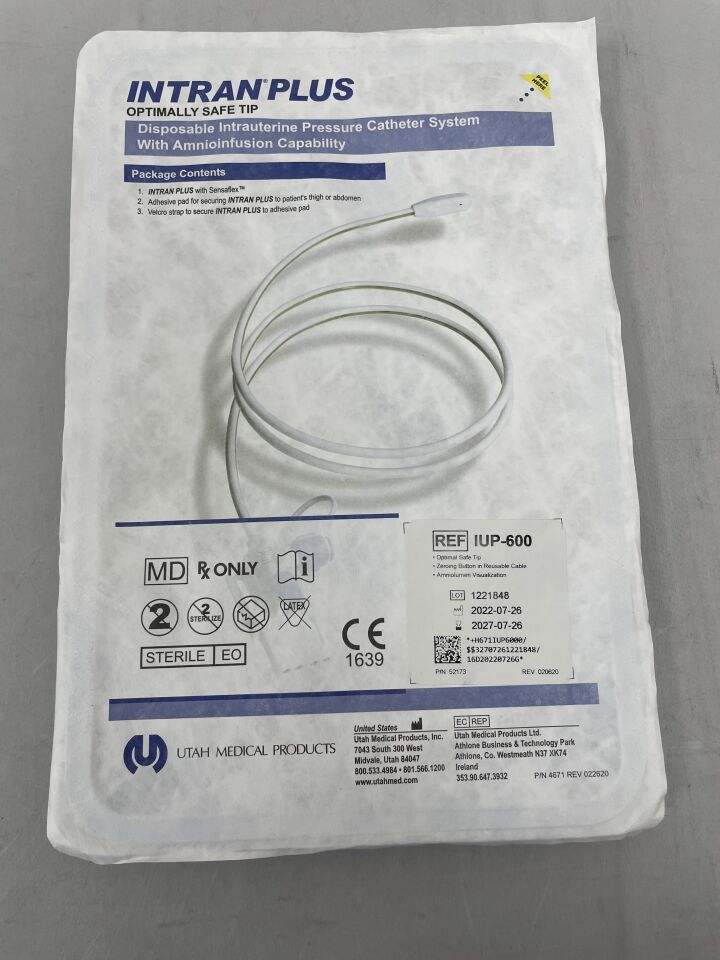 IUP-600 - UTAH MEDICAL - ITRANPLUS - Sistema de catéter de presión intrauterino con punta de seguridad óptima y capacidad de aminoinfusión (EA) - (Fecha de vencimiento: 26/07/2027)