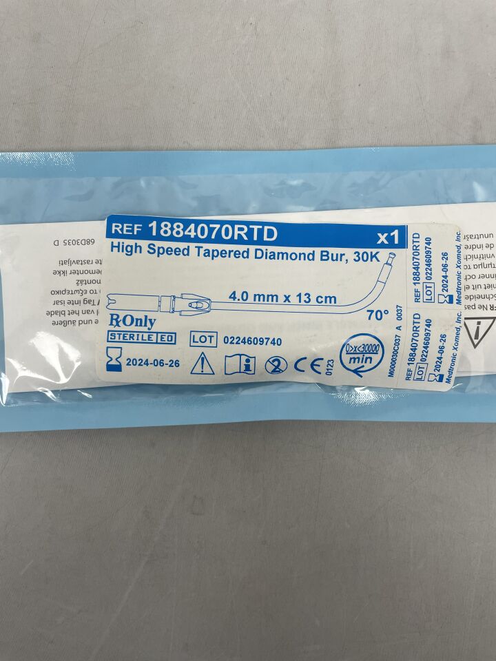 1884070RTD - MEDTRONIC - High Speed Tapered Diamond Bur, 30K, 4mm X 13cm, (EA) - ( Expiry Date: 2024-06-26 )