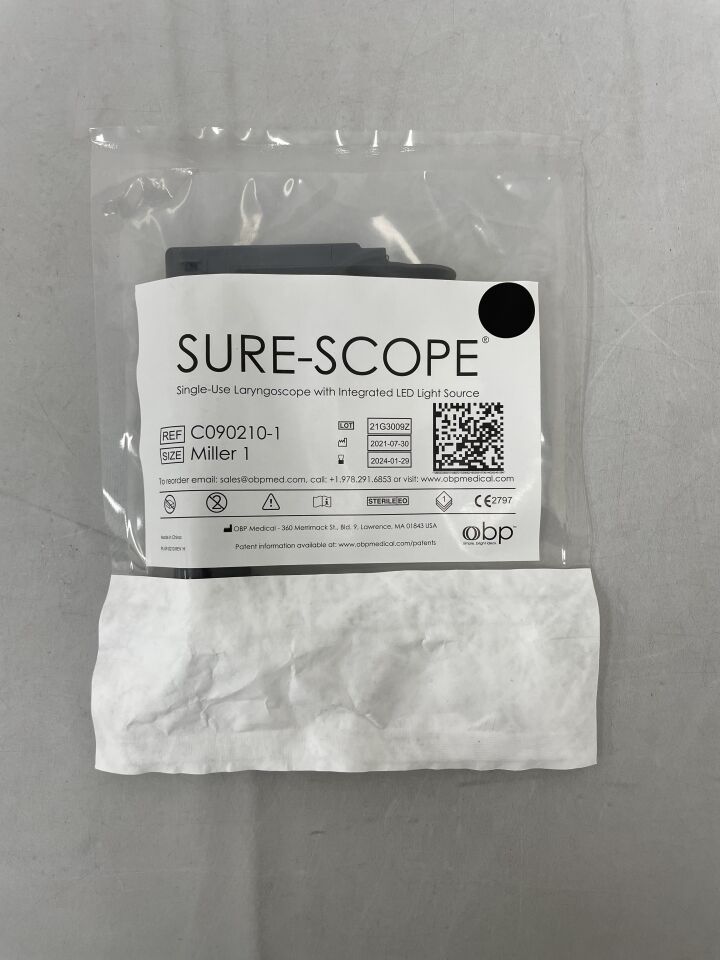 C090210-1 - OBP - Sure-Scope Laryngoscope with Light, Miller 1, (EA) - ( Expiry Date: 2024-01-29 )