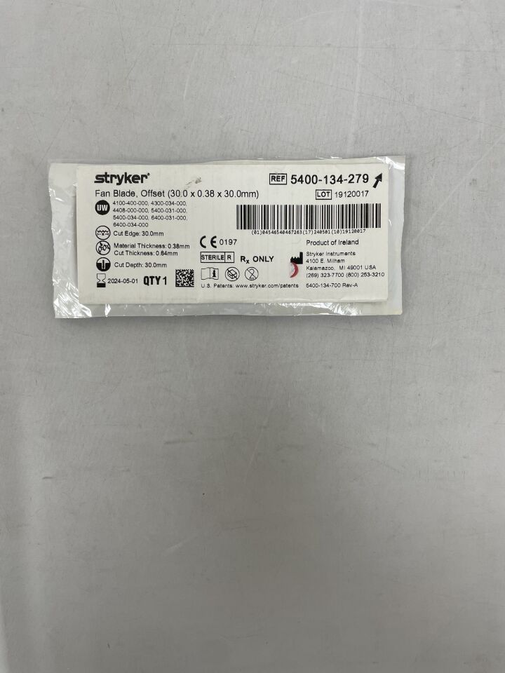 5400-134-279 - STRYKER - Core Fan Blade, Coarse, Offset 30mm x 30mm x 0.38mm, (EA) - ( Expiry Date: 2024-01-01 )
