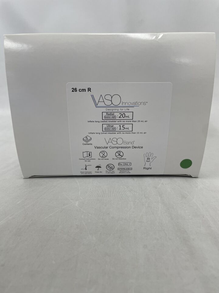 VB-2600-AR - VASOINNOVATIONS - VasoBand Vascular Compression Device, Dual Bladder, Regular 26cm, Right handedness, (BX/5) - ( Expiry Date: 2022-08-23 )