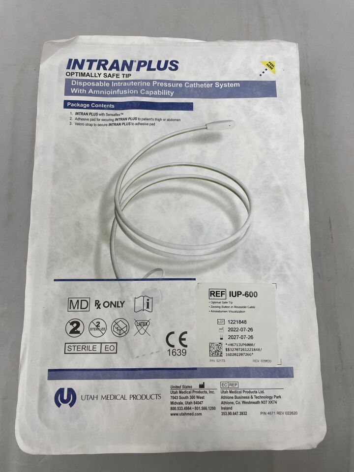 IUP-600 - UTAH MEDICAL - ITRANPLUS - Sistema de catéter de presión intrauterino con punta de seguridad óptima y capacidad de aminoinfusión (EA) - (Fecha de vencimiento: 26/07/2027)