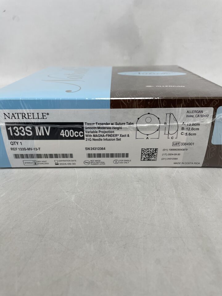 133S-MV-13-T - ALLERGAN - Natrelle Tissue Expander, Smooth Moderare Height, Variable Projection with MAGNA-FINDER Xact, 400cc
, () - ( Expiry Date: 2024-09-30 )