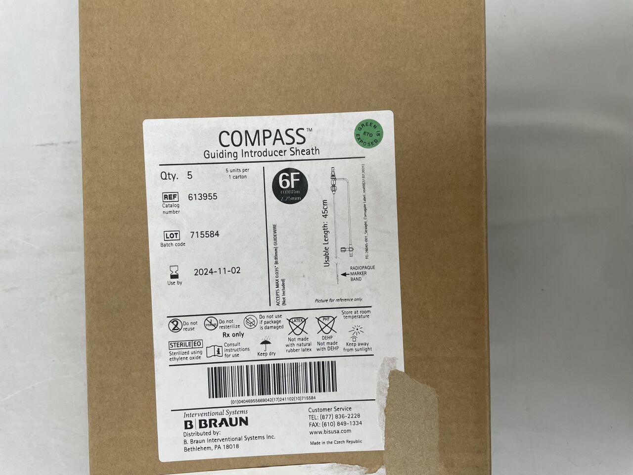 613955 - B BRAUN - COMPASS Guiding Introducer Sheath, 6F, (BX/5) - ( Expiry Date: 2024-11-02 )