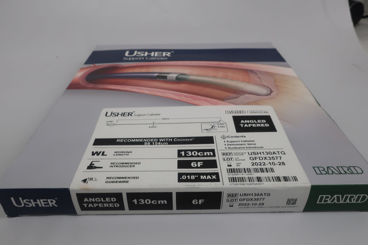 USH130ATG - BARD - usher support catheter: angled, tapered 130cm x 6f, (BX/1) - ( Expiry Date: 2024-08-28 )