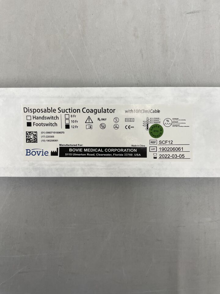 SCF12 - BOVIE MEDICAL - Disposable Suction Coagulator w/ 10ft Cable 12Fr, (EA) - ( Expiry Date: 2022-03-05 )