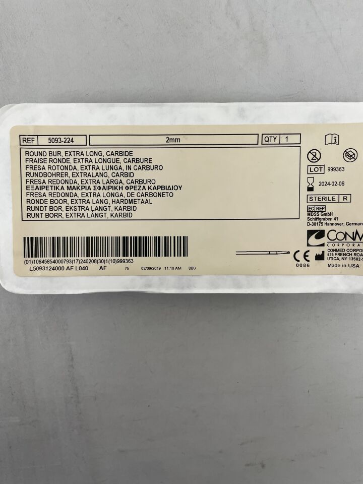 5093-224 - CONMED - Round Fluted Burr, 2 mm dia., (EA) - ( Expiry Date: 2024-02-08 )