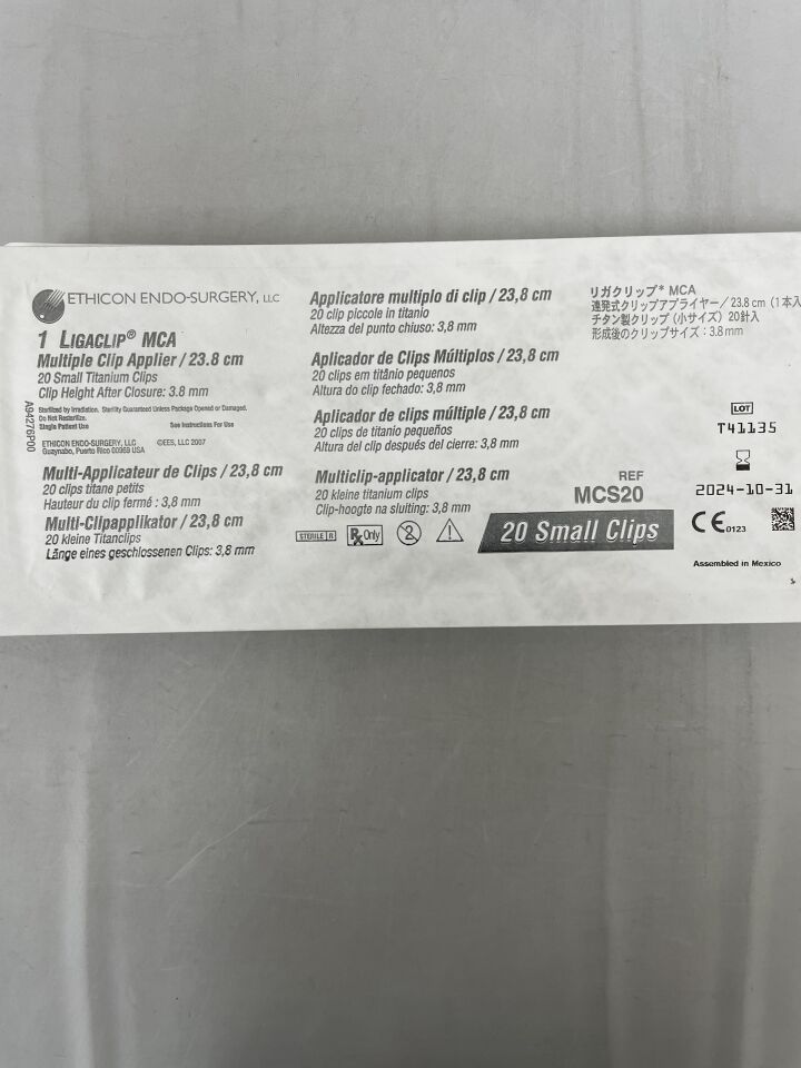 MCS20 - ETHICON - Ligaclip Multiple Clip Applier, Small, 23.8 cm Length, (EA) - ( Expiry Date: 2024-10-31 )
