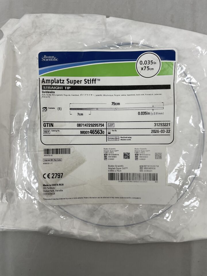 46563 - BOSTON SCIENTIFIC - Guía Amplatz Super Stiff - Punta recta - 0,035" x 75 cm, ( ) - ( Fecha de caducidad: 22/03/2026 )