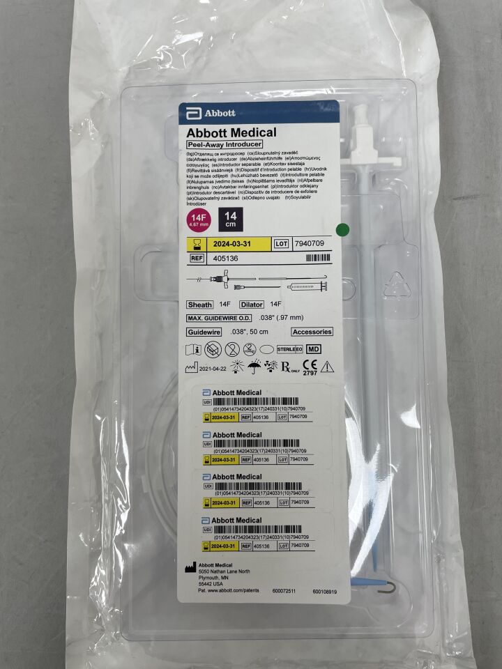 405136 - ABBOTT - DI-LOCK Peel-Away Introducer 14F x 14cm, (EA) - ( Expiry Date: 2024-03-31 )