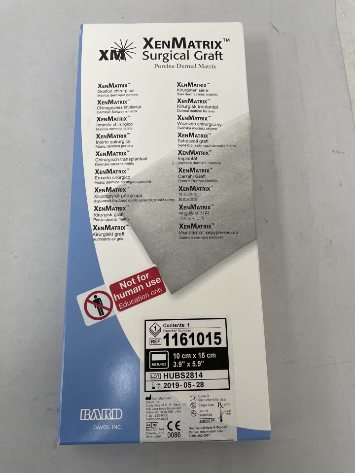 1161015 - BARD - XenMatrix Surgical Graft: 10cm x 15cm, Rectangle, (BX/1) - ( Expiry Date: 2019-05-28 )