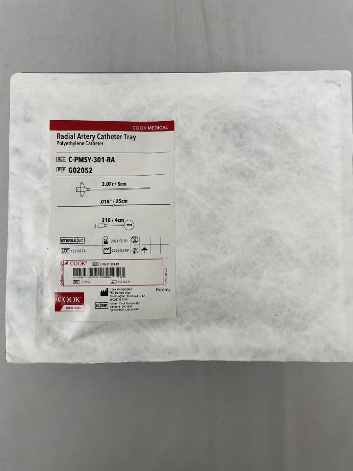 G02052 - COOK - Arterial Pressure Monitoring Tray 3F x 5cm, (EA) - ( Expiry Date: 2024-07-31 )