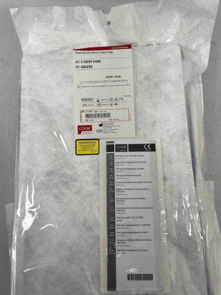 G04220 - COOK - Thal-Quick Chest Tube Tray 24F x 41cm, (EA) - ( Expiry Date: 2024-09-30 )