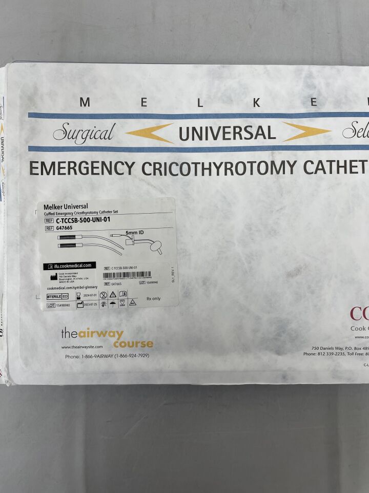 G47665 - COOK - Melker Universal Cuffed Emergency Cricothyrotomy Catheter Set, (EA) - ( Expiry Date: 2024-07-01 )