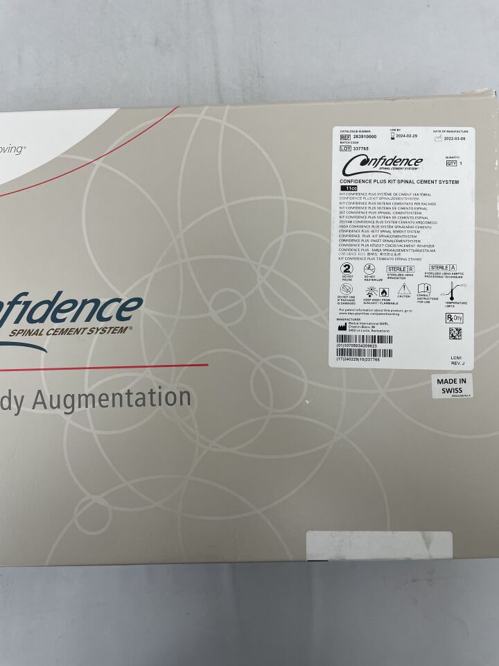 283910000 - DEPUY - confidence plus kit spinal cement system 11cc, () - ( Expiry Date: 2024-02-29 )