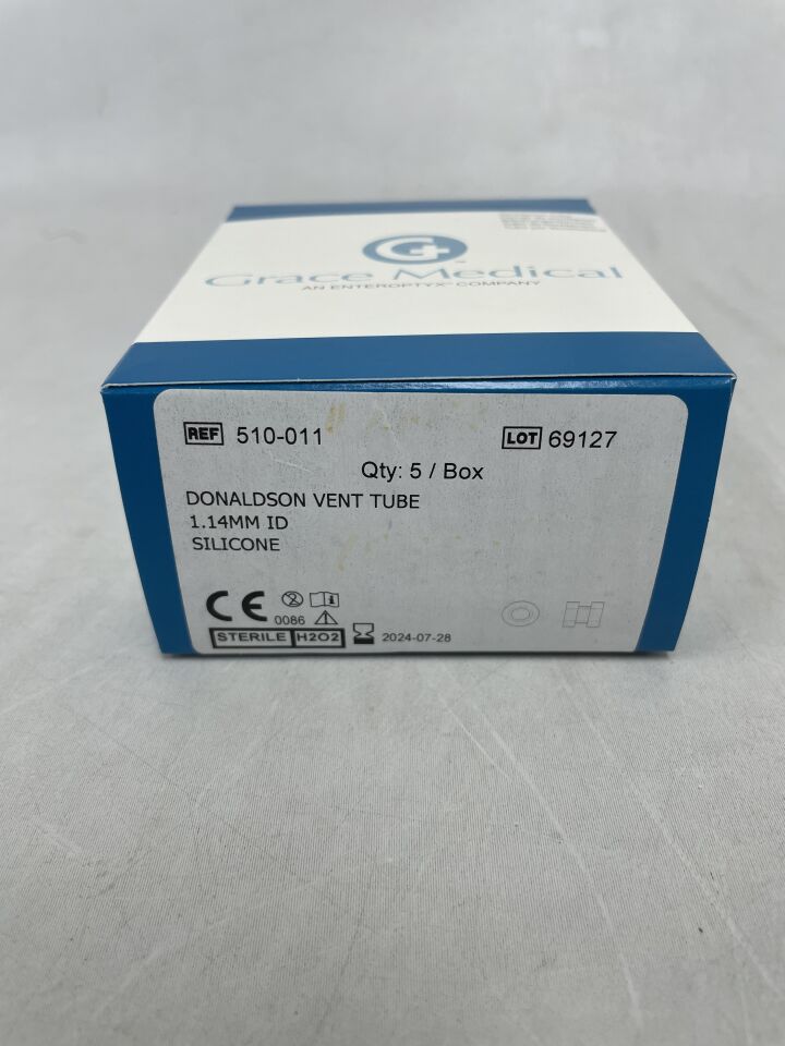 510-011 - GRACE MEDICAL - DONALDSON VENT TUBE, 1.14mm ID, SILICONE, (BX/5) - ( Expiry Date: 2024-07-28 )