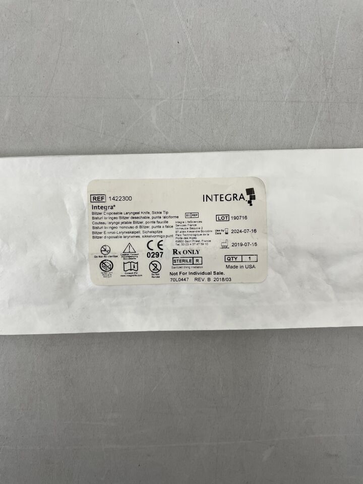 1422300 - INTEGRA - Blitzer Disposable Laryngeal Knife Sickle Tip, (EA) - ( Expiry Date: 2024-07-16 )