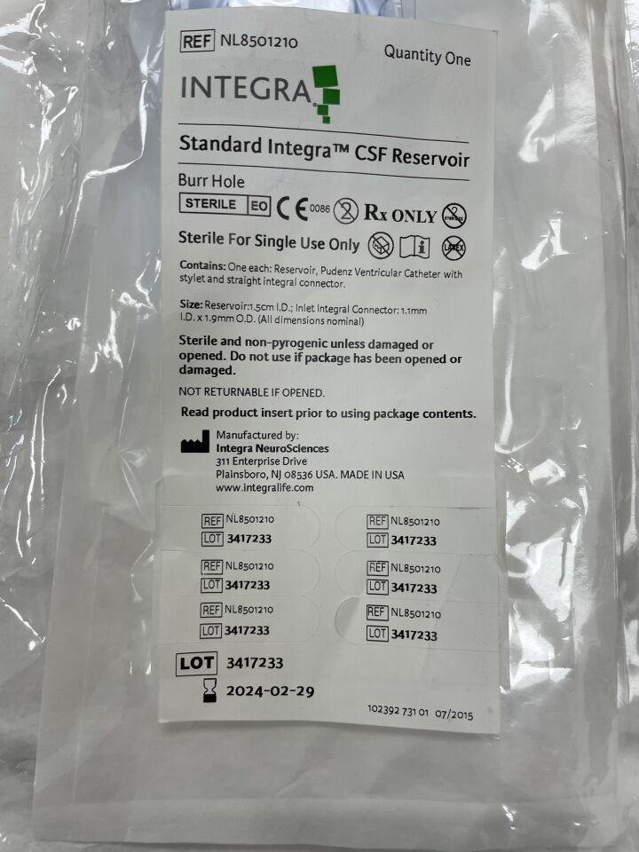 NL8501210 - INTEGRA - Standard Reservoir, Burr-Hole 1.5cm, 0.68ml, () - ( Expiry Date: 2024-05-31 )