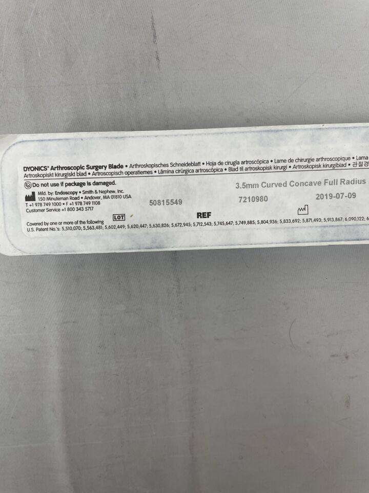 7210980 - SMITH & NEPHEW - Dyonics Full Radius Curved Blade, 3.5mm, (EA)