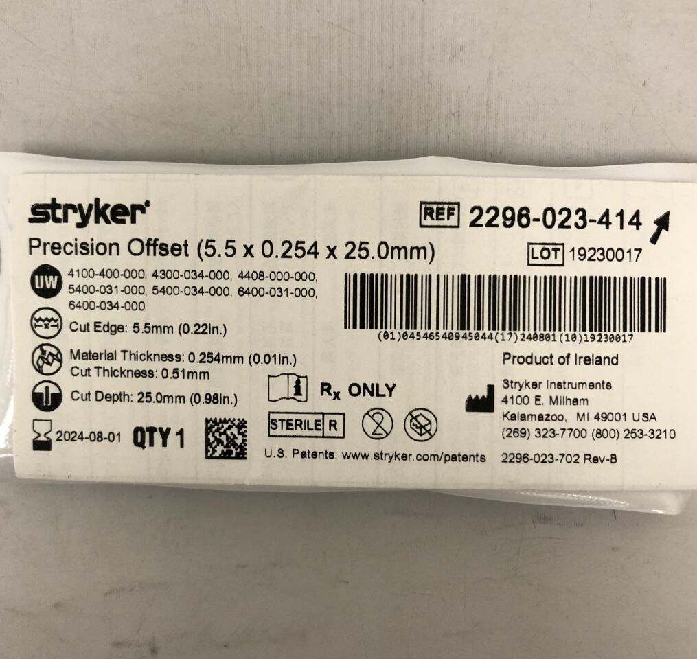 2296-023-414 - STRYKER - Precision Offset, 5.5 x 0.254 x 25.0mm, (EA) - ( Expiry Date: 2025-02-01 )
