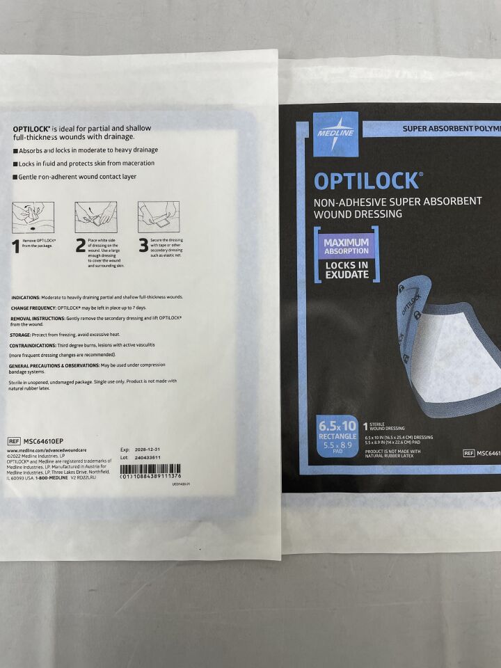 MSC64610EP - MEDLINE - Polímero Optilock de 6-1/2 x 10" de plata estéril, LF, 50 unidades por caja (unidad) - (Fecha de caducidad: 24/12/2025)