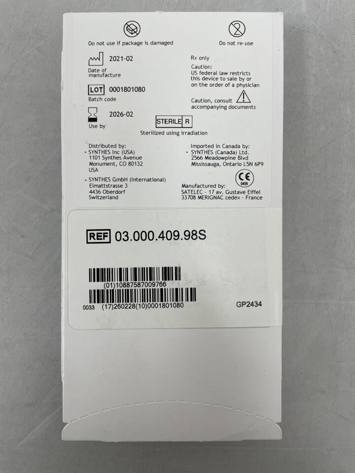 03.000.409.98S - SYNTHES - Diamond for Piezoeletric System, 24.6 x 12.85 x 2.6 x 0.6mm, (EA) - ( Expiry Date: 2026-02-28 )