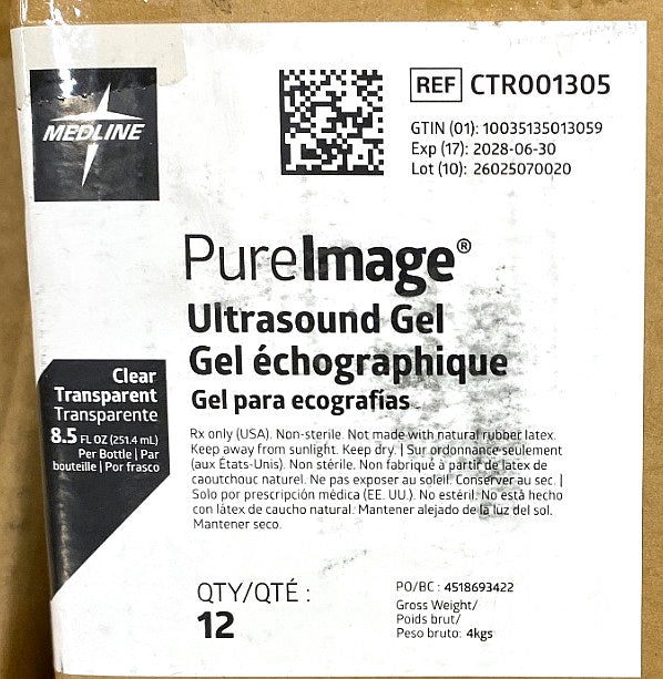 CTR001305 - MEDLINE - GEL,ULTRASOUND,BOTTLE,8.5-OZ,CLEAR, (BX/12)