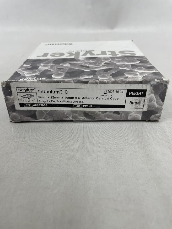 48982056 - STRYKER - Tritanium C Anterior Cervical Cage 5mm x 12mm x 14mm x 6 Degrees, (BX/1) - ( Expiry Date: 2023-10-31 )