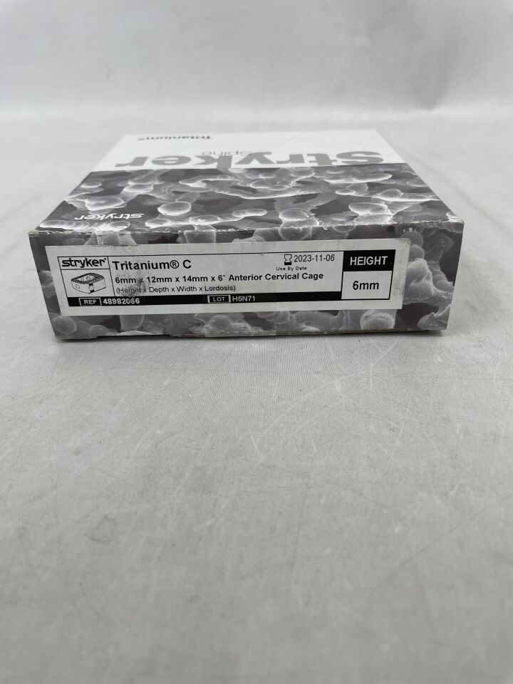 48982066 - STRYKER - Tritanium C Anterior Cervical Cage 6mm x 12mm x 14mm x 6 Degrees, (BX/1) - ( Expiry Date: 2023-11-06 )