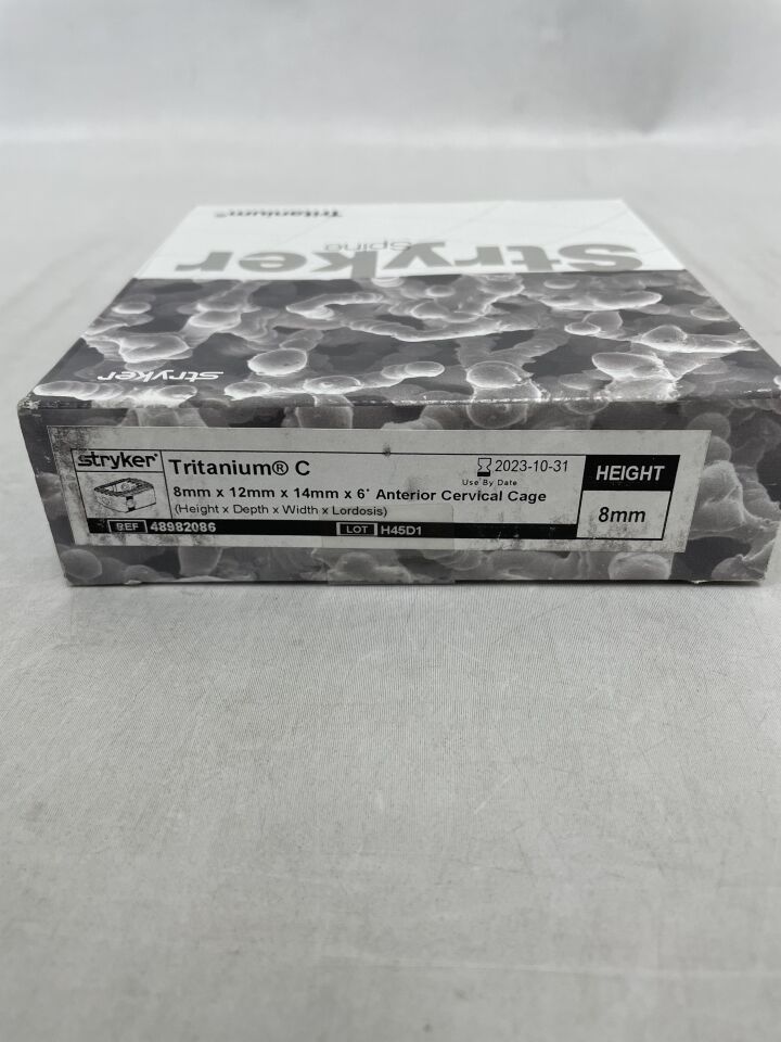 48982086 - STRYKER - Tritanium C Anterior Cervical Cage 8mm x 12mm x 14mm x 6 Degrees, (BX/1) - ( Expiry Date: 2023-10-31 )