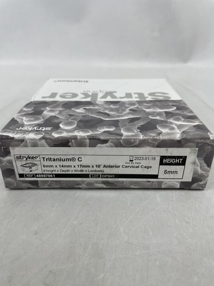 48987061 - STRYKER - Tritanium C Anterior Cervical Cage 6mm x 14mm x 17mm x 10 Degrees, (BX/1) - ( Expiry Date: 2023-01-18 )